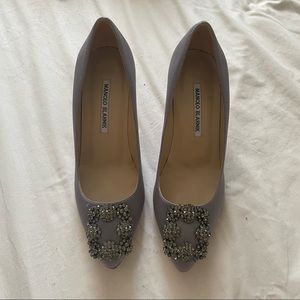 Manolo Blahnik 70mm Embellished Satin Pumps
